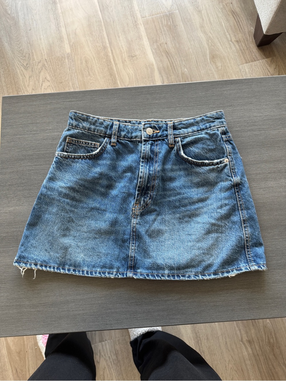 Zara Blue Distressed Denim Mini Skirt